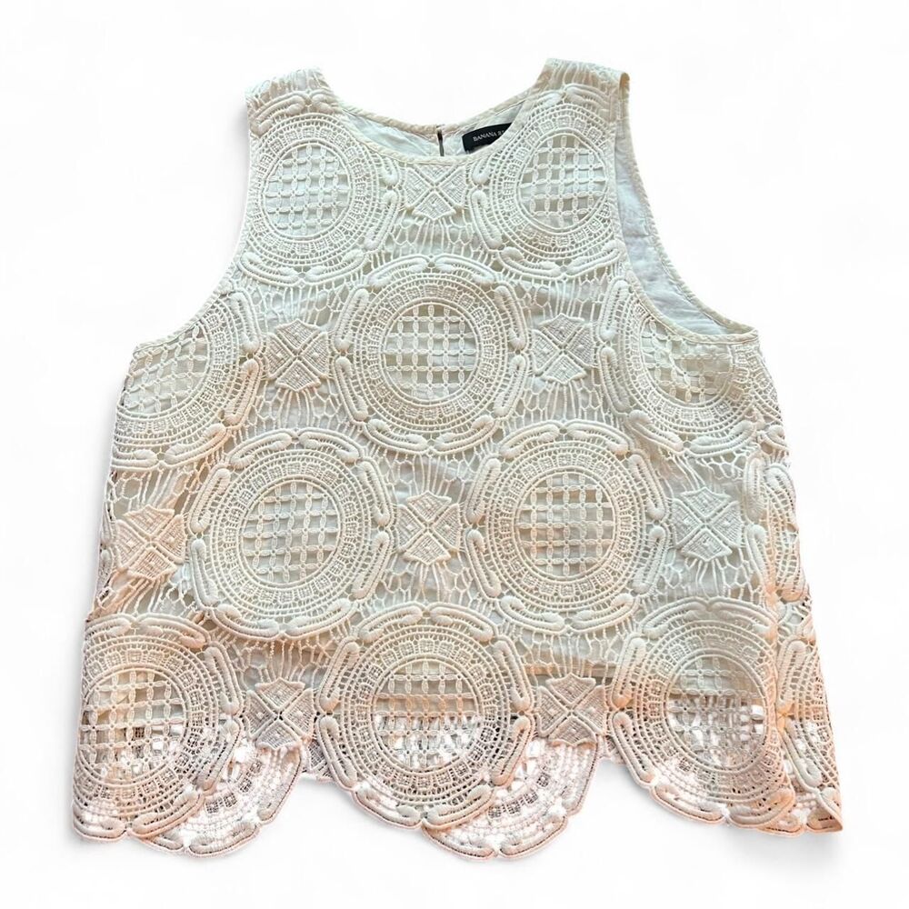 Banana-republic Women's Cream and White Blouse